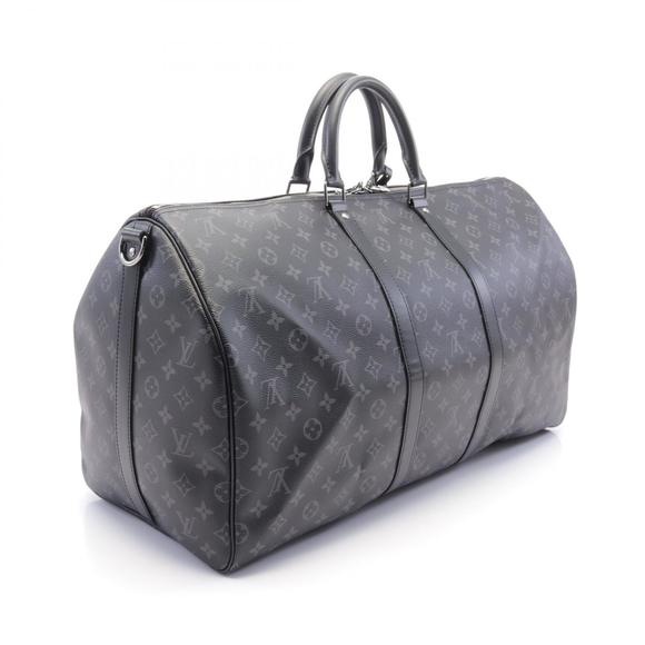 LOUIS VUITTON Keepall Bandouliere Boston Bag Leather Eclipse Black - Picture 2 of 7